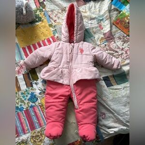 U.S. Polo Assn. Pink Baby Snowsuit